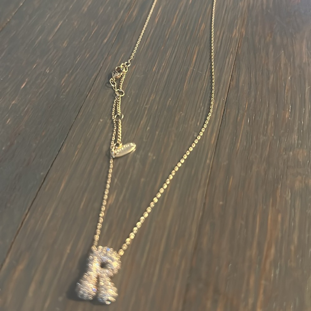 PAVÉ BUBBLE MONOGRAM NECKLACE “R” - Picture 4 of 5
